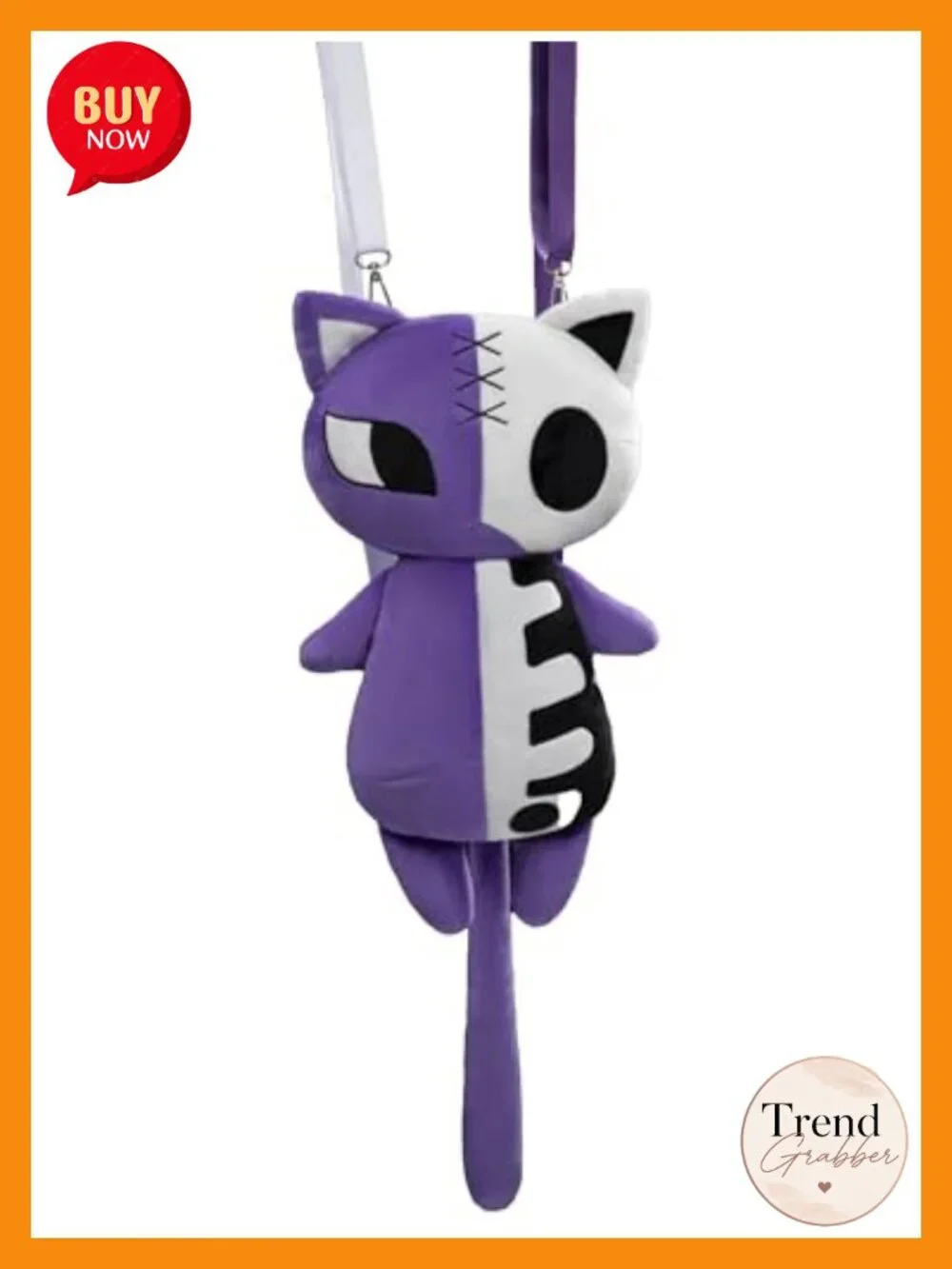 Cute Bone Cat Shaped Backpack Handbag with Detachable Shoulder Straps Polyester